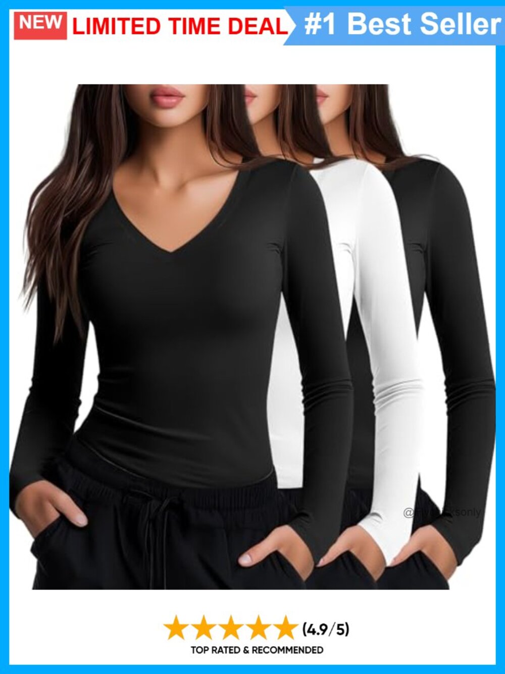 Long Sleeve V-Neck Underscrub Shirts Slim Fit 3 Pack